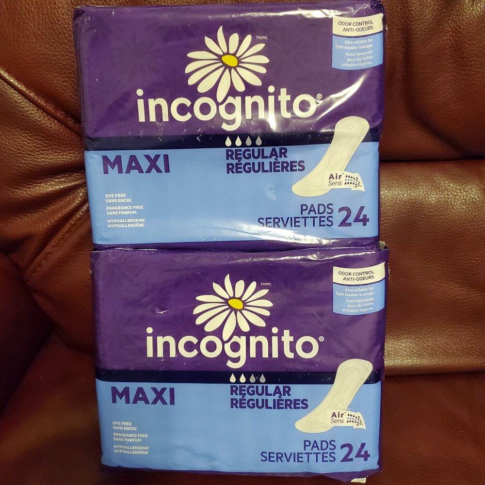 Incognito Maxi Pads, Regular 24/each x 4 packss